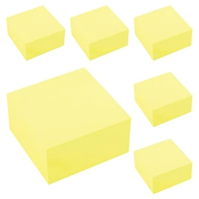 Immagine di D.RECT Foglietti Adesivi Set di 6 Pezzi 76x76mm Note Adesive 6x400 un Blocco Fogli Forniture per Ufficio Colore Giallo