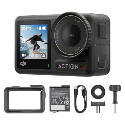 Immagine di DJI Osmo Action 4 Combo Essenziale cam impermeabile 4K/120fps con sensore 1/1.3, incredibili immagini scarsa illuminazione, prestazioni cromatiche a 10 bit e D Log M,batteria da 1770 mAh
