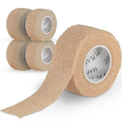 Immagine di 5 x Cerotto per dito, cerotti senza colla, fasciatura le ditta, autoadesivo, 2,5 cm, 4,5 m, color pelle