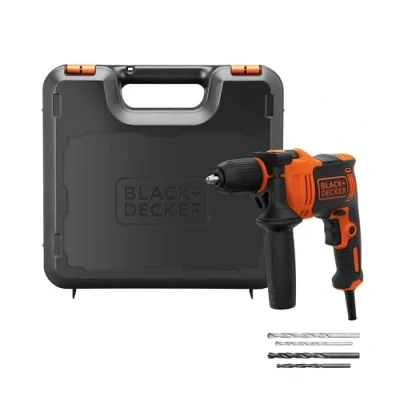 Immagine di BLACK+DECKER Trapano a percussione 710W in valigetta. Mandrino autoserrante metallo da 13mm. 4 punte incluse. 230 V. BEH710K QS