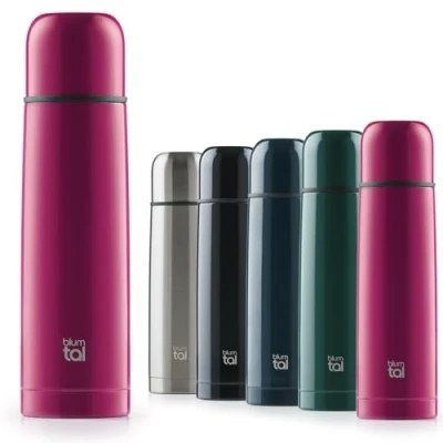 Immagine di Blumtal Termos Caffè in Acciaio Inox Doppia Parete, Borraccia Termica per Bevande Calde e Fredde, Tappo Quick Press, 700ml, Baie
