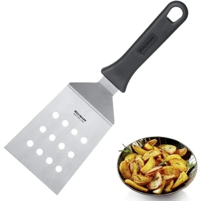 Immagine di Westmark Spatola da grill professionale, Angolata, Rigida, Forata, Dimensione lama: 9 x 11,5 cm, Lunghezza: 29 Acciaio inox/Plastica, Master Line, Nero/Argento, 13452270