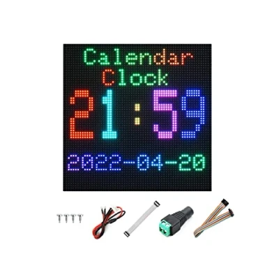 Immagine di Pannello a Matrice LED RGB 64x64 pixel, 3mm Pitch, 4096 Individuali Display Colori Supporto Arduino, Raspberry Pi, Luminosità Regolabile