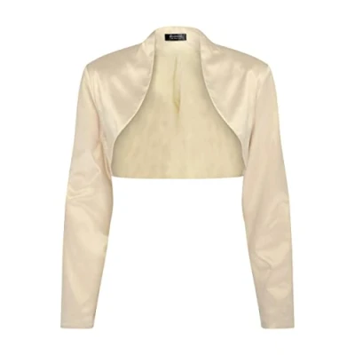 Immagine di Bolerose Formale Raso a Maniche Lunghe Bolero (Oro Champagne, 2XL)