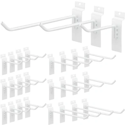 Immagine di KAHEIGN 24 ganci resistenti per pannelli forati, 10 cm, 15 20 staffe mensole in acciaio, garage, negozi, negozi e vetrine (bianco, 3 dimensioni)