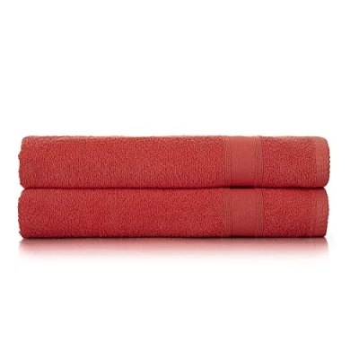 Immagine di Tuiste Telo Doccia Rosso, Set Asciugamani Super Assorbenti, ad Alto Assorbimento, Bagno, 100% Cotone, 2 Pezzi Asciugamano (70x140cm)