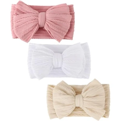 Immagine di DRESHOW 3 Pezzi Bambini Fascia per Capelli Fasce Bambina Neonata Elastica Neonato Accessori