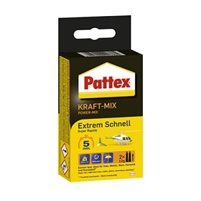 Immagine di Pattex Kraft Mix Extrem Schnell, colla a 2 componenti base di resina epossidica indurimento estremamente rapido, 2K ad alta resistenza per molti materiali, 2x tubo da 12 g