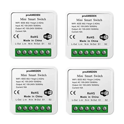 Immagine di proAMEDEN Smart Switch Wifi Apple HomeKit 16A [4/un] Mini Wifi, Modulo interruttore, App CozyLife funziona con controllo vocale Siri, compatibile Alexa, Google Home.