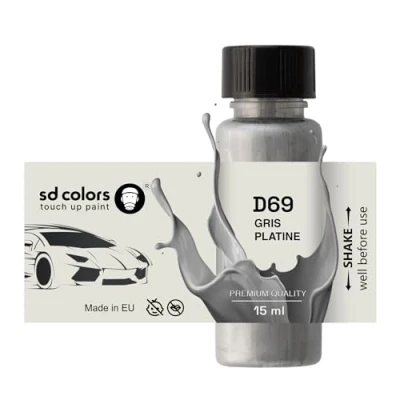 Immagine di SD COLORS GRIS PLATINE D69 Vernice per ritocchi da 15 ML, riparazione graffi e scheggiature