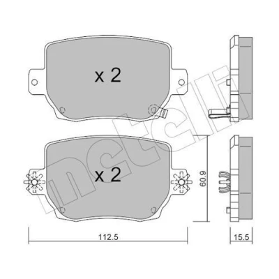 Immagine di METELLI 22 1334 0 Kit pastiglie freno con segnalatore acustico usura TESLA: Model 3