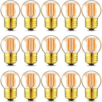 Immagine di Genixgreen Lampadine LED E27 1W G40 Mini Filament Vintage Luce Calda 2200K equivalente 10W Lampade a incandescenza,AC 220 240V,Non Dimmerabile,15 Pezzi