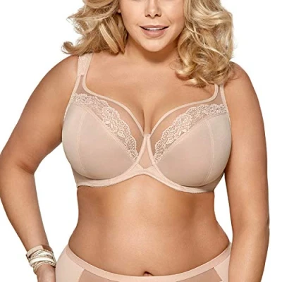 Immagine di Gorsenia Reggiseno Non Imbottito con Pizzo in Fiori K441 Luisse, Beige,5K