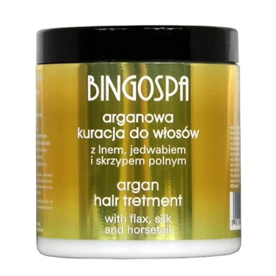 Immagine di Trattamento per capelli all&#039;argan con lino, seta ed equiseto di campo 250 g BINGOSPA