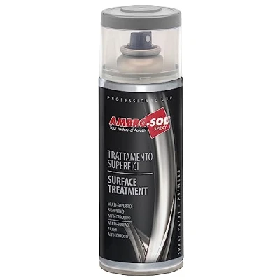Immagine di Ambro Sol V400PAST1 Smalto Trattamento per Superfici, Antiruggine, Protegge dalla Ruggine le Superfici di Metallo, Copre Graffi e Imperfezioni, Bomboletta Spray in Banda Stagnata 400 ml, Grigia