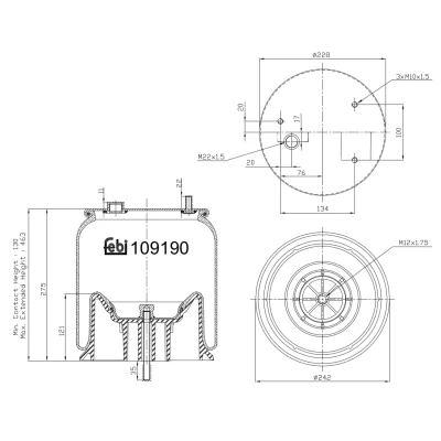 Immagine di FEBI BILSTEIN 109190 Soffietto, Sospensione pneumatica DAF: XF