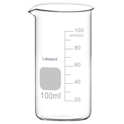Immagine di Labasics Bicchiere Alto in Vetro, Cilindro Graduato Vetro Borosilicato a Forma di Griffin con Beccuccio, 1 Pezzo, 100 ml