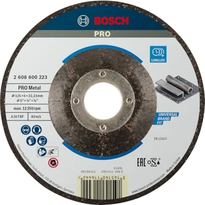 Immagine di Bosch Accessories 2608600223 Power Tools Disco di sgrossatura con centro depresso Diametro 125 mm Ø foro 22.23 Metallo 1 pz.