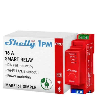Immagine di Shelly 1Pro PM Attuatore interruttore Bluetooth, Wi Fi
