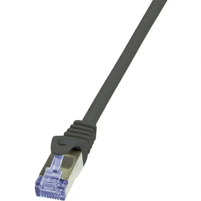 Immagine di LogiLink CQ3083S RJ45 cavo di rete, patch CAT 6A S/FTP 7.50 m Nero Ritardante fiamma, con protezione 1 pz.
