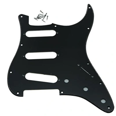 Immagine di Dopro 11 Foro Vintage 62 Strat ST SSS Singola Bobina Pickups Chitarra Pickguard Scratch Plate con Viti per American Fender Stratocaster Nero 1 Ply