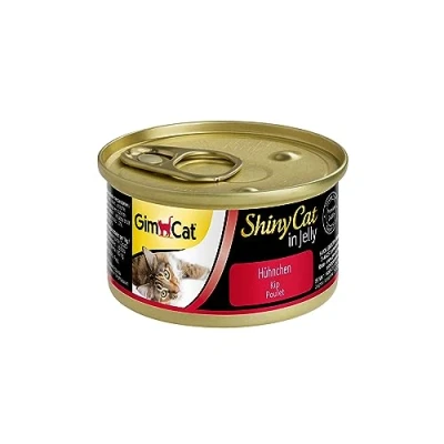 Immagine di GimCat ShinyCat Pollo in gelatina, Alimento umido per gatti con carne e taurina, 48 scatolette, x 70 g