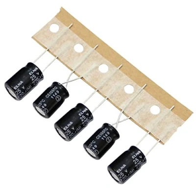 Immagine di 20 x Condensatore radiale Elko 220µF 25V elettrolitico fino a 105C 220uF Electrolytic Capacitor from Elna