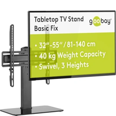 Immagine di goobay 58524 Supporto TV per e monitor da 32&quot; a 55&quot; (81 140 cm) / Girevole/Supporto piatti curvi fino 40 kg