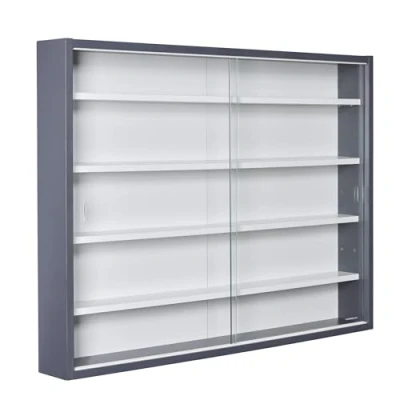 Immagine di Inter Link Espositore da parete per oggetti collezione Armadio con 4 ripiani 5 scomparti miniature MDF Grigio/Bianco (80x60x9,5 cm) Collecty Grigio