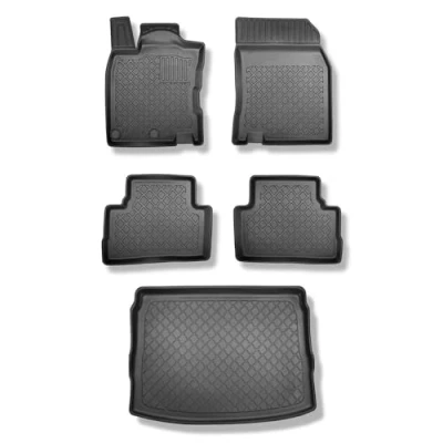 Immagine di Mossa Set: tappetini in TPE + Tappetino per Bagagliaio compatibili con Nissan Qashqai II SUV (02.2014 ) Superiore; Modelli Pavimento del Mobile G