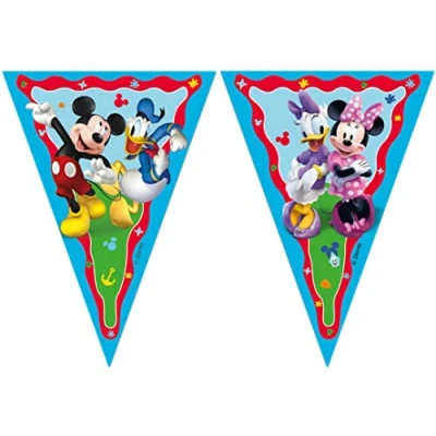 Immagine di Procos Filare 9 bandierine triangolari Disney Mickey Rock The House in Carta FSC Folat 93826P Linea di Bandiera Mouse 2,3 Metri, Multicolore