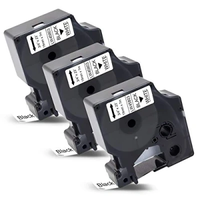 Immagine di 3x Labelwell 19mm x 7m Sostituzione Nastro per Etichette Compatibile Dymo D1 45803 S0720830 Nero su Bianco LabelManager 360D 420P 450D 500TS MobileLabeler PNP Wireless LabelWriter 450 DUO