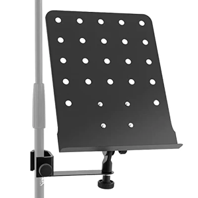Immagine di TIGER MSA30 BK Supporto per microfono/supporto musicale testi, spartiti e partiture, braccio a morsetto con scrivania, nero