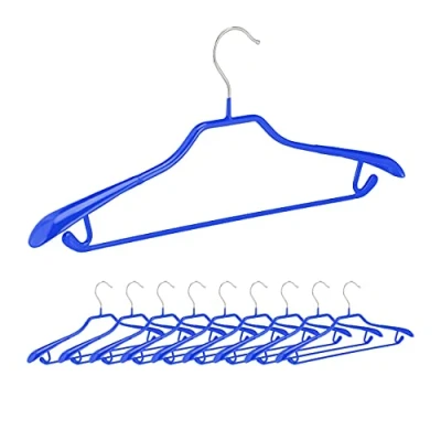 Immagine di Relaxdays Set da 40 Grucce per Completi, Spalline Larghe Antiscivolo Stampelle con Rivestimento in Gomma, 45 cm, Blu