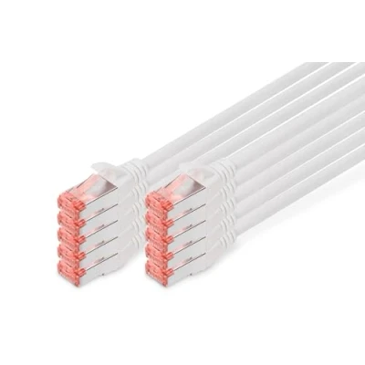 Immagine di Cavo FTP Cat 6 S/Alimentazione di rete, LSZH, Rame, AWG 27/7 bianco 1 m, confezione da 10, m (10 Pezzi), patch S LSZH