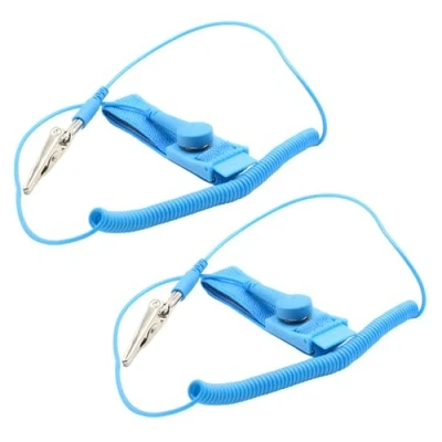Immagine di 2 Pezzi Braccialetto Antistatico, Bracciale Cinturino da Polso ESD Anti Statico, con Cavo a Terra e Clip Coccodrillo, per Previene Accumulo Elettricità Statica