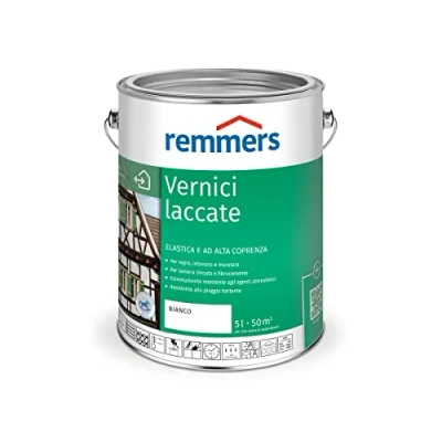 Immagine di Remmers Vernice coprente bianco (RAL 9016), 5 litri, smalto a base d&#039;acqua per interno ed esterno, pittura protettiva dagli agenti atmosferici legno, sottofondi minerali e molti altri tipi di supporto