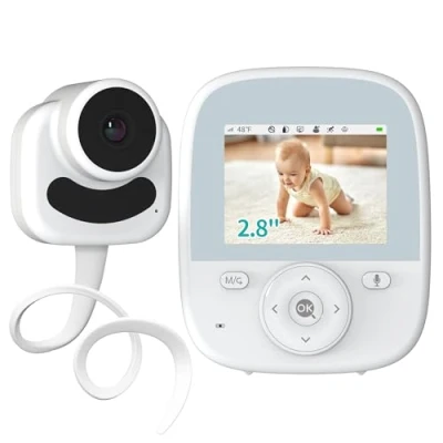 Immagine di VIZOLINK 2.8 Baby Monitor, 4000mAh Batteria Monitor Video Con Fotocamera, Visione Notturna, Audio Bidirezionale, VOX, 3XZoom, Sensore di Temperatura, Ninne Nanne, Portata 300M, Nessun WiFi APP