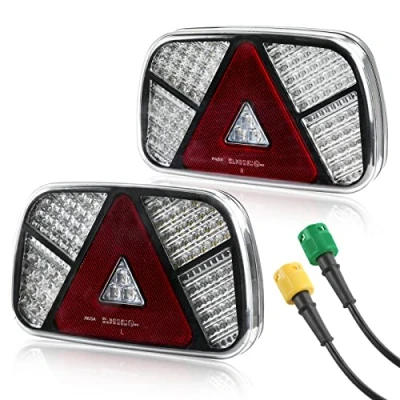 Immagine di AOHEWEI Kit luci posteriori per rimorchio 12V/24V indicatori di direzione/freno/retromarcia/fendinebbia/riflettore con 2 pezzi da 30 cm cavo a 6 conduttori camion, roulotte, trattore
