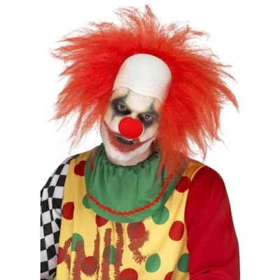 Immagine di SMIFFYS Parrucca da Clown, Deluxe, Rosso, con testa calva