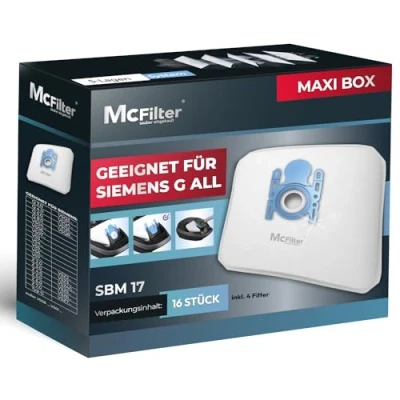 Immagine di McFilter 16 sacchetti per aspirapolvere adatti Siemens tipo G Tutte le serie VZ41FGALL / VZ16GALL VS06 Q2.0 Q3.0 Q5.0 Q8.0 VSQ5 VSQ8 Z 2.0 3.0 5.0 7.0 synchropower incl. filtro