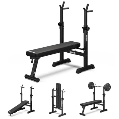 Immagine di Panca Sollevamento Pesi Zipro Core: Regolabile, Pieghevole per Bench Press e Push Up, 230 kg Capacità Stazione Allenamento Versatile Senza Barra