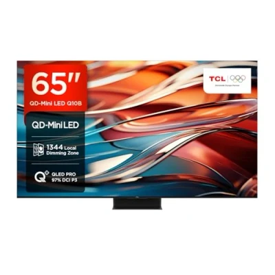 Immagine di TCL 65Q10B, TV Mini LED 65, pannello QLED 144Hz, 4K Ultra HD, Google (Dolby Vision &amp; Atmos, audio ONKYO 2.1.2, Controllo vocale hands free, compatibile con Assistant Alexa, AirPlay2)