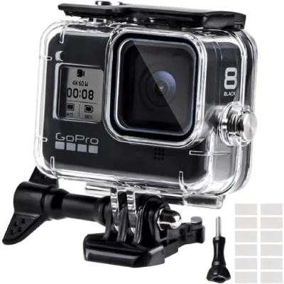 Immagine di Custodia Protettiva Impermeabile per GoPro Hero 8, 60m Subacque Accessori Include Supporti Viti e 12 Inserti Antiappannamento 8 Black Fotocamera Digitale 2019