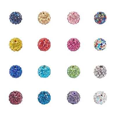 Immagine di NBEADS 100 Pz Colore Misto Pavimenta Branelli di la Sfera Discoteca, 10mm Cristallo L&#039;Argento del Rhinestone per DIY Monili Che Fanno