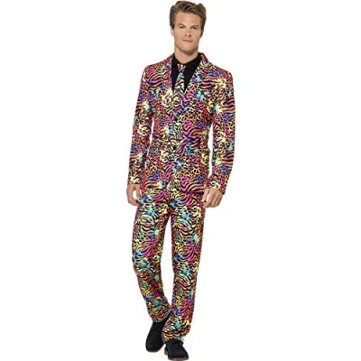 Immagine di Smiffys Completo effetto neon, Multicolore, con giacca, pantaloni e cravatta