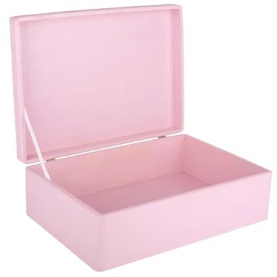 Immagine di Creative Deco Grande scatola di legno rosa, con coperchio, 40 x 30 14 cm (+/ 1 cm), dei ricordi per bambini, in laccato, documenti, giocattoli, attrezzi, grezzi e