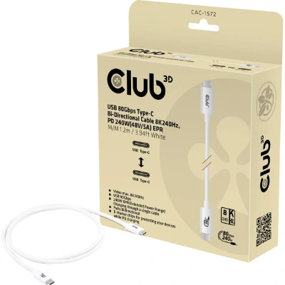 Immagine di club3D Cavo USB C USB4™ Spina C® 1.2 m Bianco CAC 1572