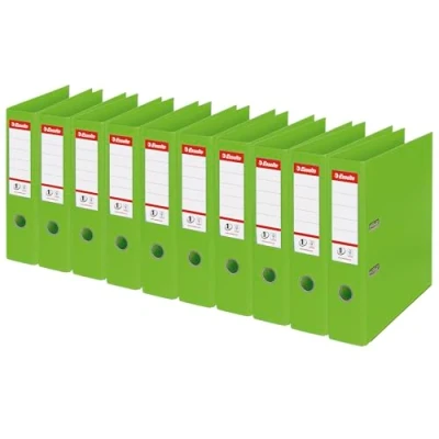 Immagine di Esselte Raccoglitore a Leva Formato A4, in Plastica con Dorso da 7.5 cm, Pacco 10, Verde, 624069