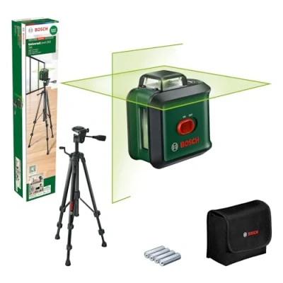 Immagine di Bosch livella laser multifunzione UniversalLevel 360 con treppiede premium (linee verticali + orizzontali incl. per allineamento dell&#039;intera stanza, in cartone)